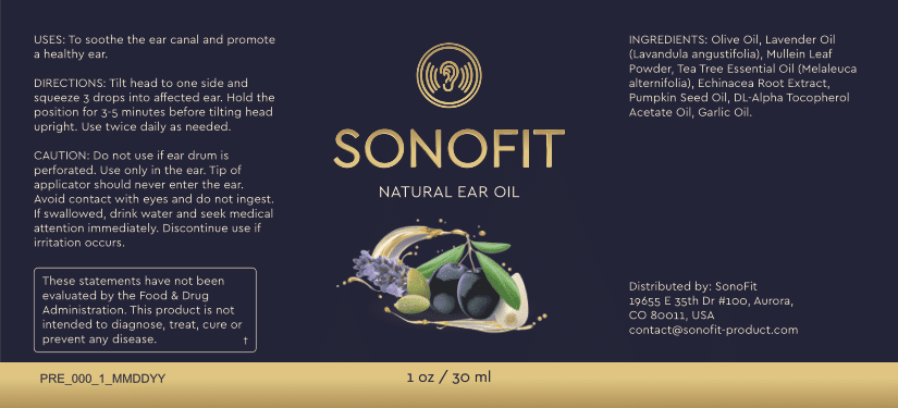 SonoFit Supplement Facts